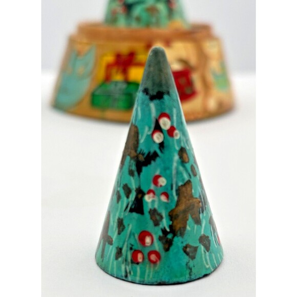 Dept 56 Wooden Nesting Christmas Trees Toys Set of 3 Handpainted Vintage - Picture 13 of 16